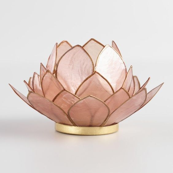 una lampada da tavolo ispirata al loto rosa con un bordo dorato è molto chic e molto raffinata, darà una sensazione naturale al tuo spazio